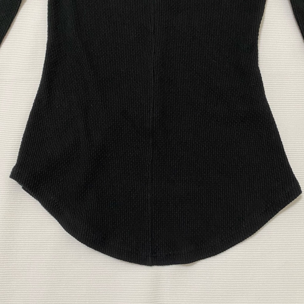Free People Black Long Sleeve Top with Striped Wrist Details - Picture 8 of 10